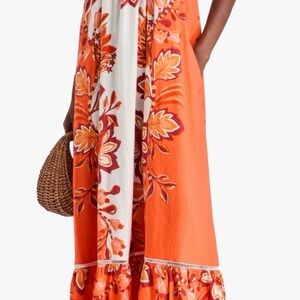 FARM RIO Floral Orange Maxi Dress